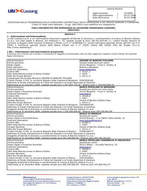 SCARICARE FATTURE UBI LEASING
