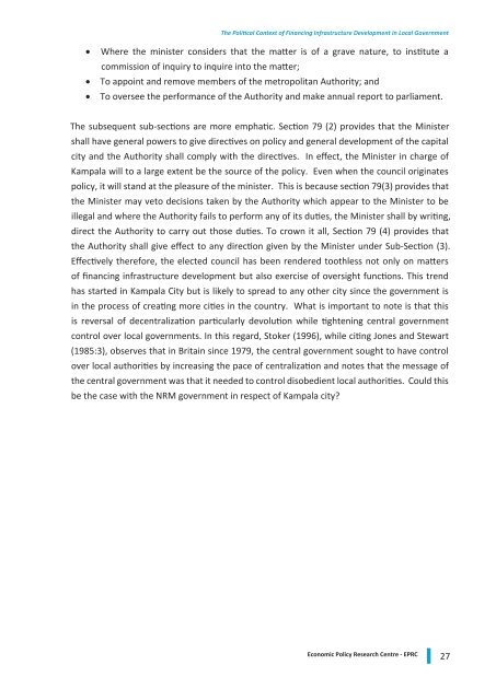 The Political Context of Financing Infrastructure Development in ...