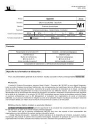 Fiche filiÃ¨re du M1 Sciences Ã©conomiques parcours santÃ©, emploi ...
