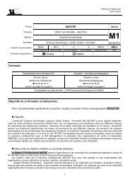 Fiche filiÃ¨re du M1 Sciences Ã©conomiques parcours santÃ©, emploi ...