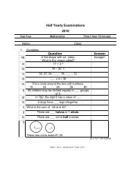 Half Yearly Examinations 2010 Question Answer