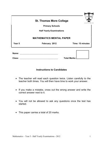 year 5 mental-students copy - St Thomas More College