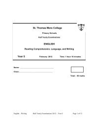 A Half Yearly 5 exam 2012 Reading and writing - St Thomas More ...