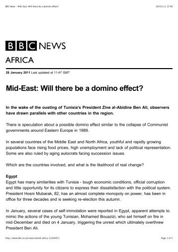 BBC News - Mid-East: Will there be a domino effect? - Think Site EU