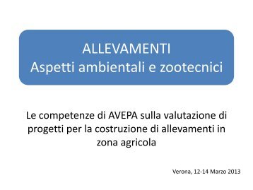 ALLEVAMENTI Aspetti ambientali e zootecnici - Dipartimento di ...