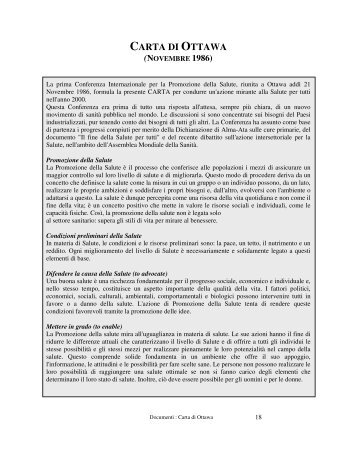 CARTA DI OTTAWA - Dipartimento di Prevenzione Ulss 20 di Verona