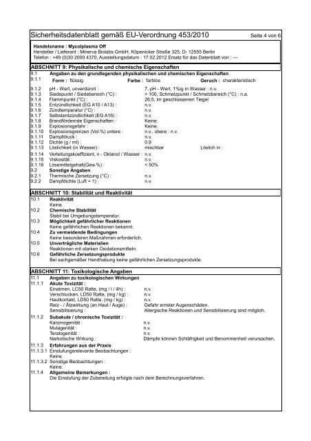 MSDS - Minerva Biolabs