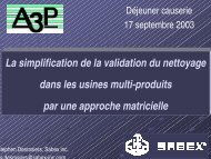 La simplification de la validation du nettoyage dans les usines ... - A3P