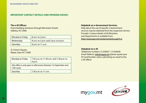 Download the e-Government Services Directory - mygov.mt