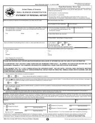 SBA Form 912 - Statement of Personal History