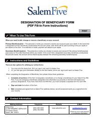 DESIGNATION OF BENEFICIARY FORM (PDF Fill-In ... - Salem Five