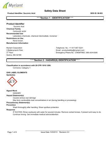 US MSDS - Myriant