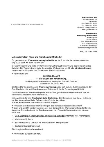 Einladung zur Jahreshauptversammlung 2009 - Bündnis 90/Die ...