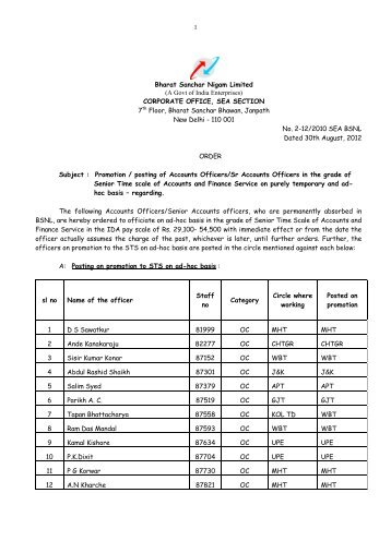 1 Bharat Sanchar Nigam Limited (A Govt of India Enterprises ... - Webs