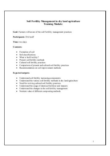 Soil Fertility Management in dry land agriculture Training ... - WASSAN