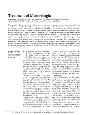 Treatment of Menorrhagia - Isdbweb.org
