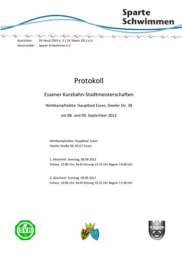 Protokoll für einen Abschnitt - Schwimmverein Horst 1919 e.V.