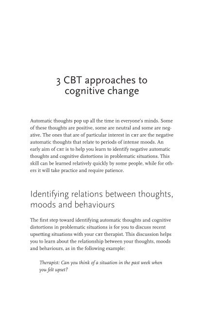 Cognitive-behavioural therapy: An information guide - CAMH ...