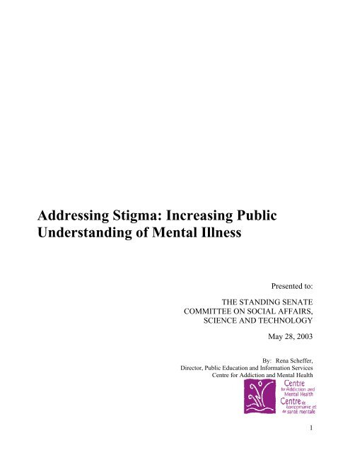 Addressing Stigma: Increasing Public Understanding of Mental Illness