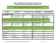 Open Access Plus / Choice Fund Medical Plan Comparisons - Benefits