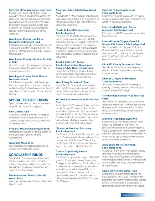 2010 Marietta Community Foundation Annual Report