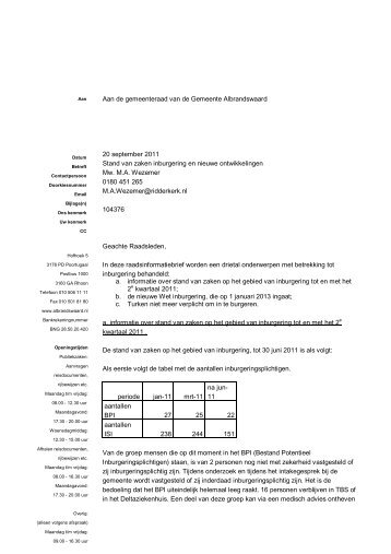 brief 2011 104376 stand van zaken inburgering en nieuwe ...