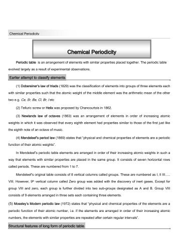 Chemical Periodicity - TestBag