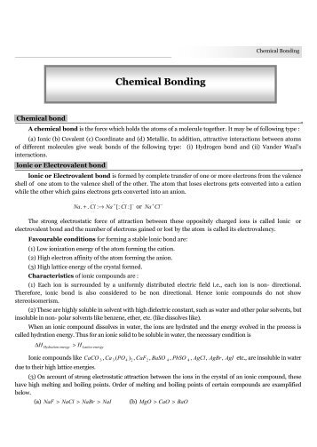 Chemical Bonding - TestBag