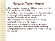 Margaret Tucker Hostel presentation - NWHN