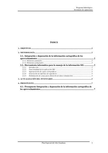 Desarrollo de inventarios de aprovechamientos existentes