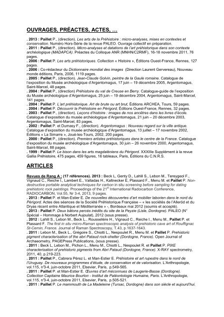 publications p paillet 2013 - UMR 7194 - Histoire Naturelle de l ...