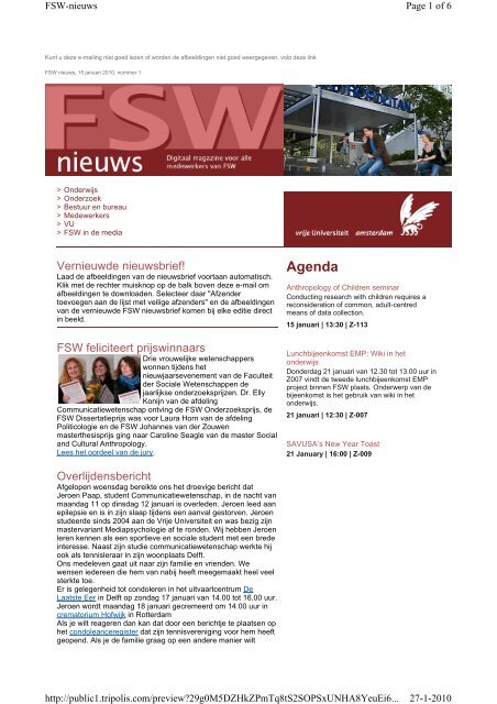 FSW in de media - Vrije Universiteit Amsterdam