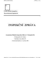 INSPEKÄNÃ ZPRÃVA - GymnÃ¡zium MikulÃ¡Å¡e KopernÃ­ka BÃ­lovec