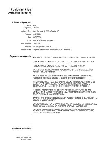 Curriculum vitae - Comune di Galatina