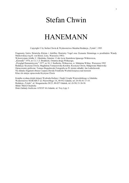 Stefan Chwin HANEMANN