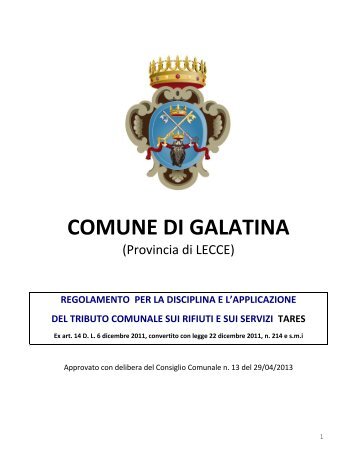 File: regolamento - Comune di Galatina