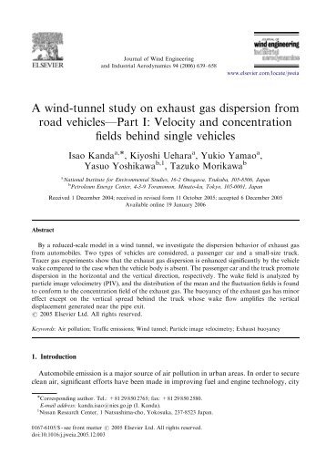 A wind-tunnel study on exhaust gas dispersion from road vehicles ...