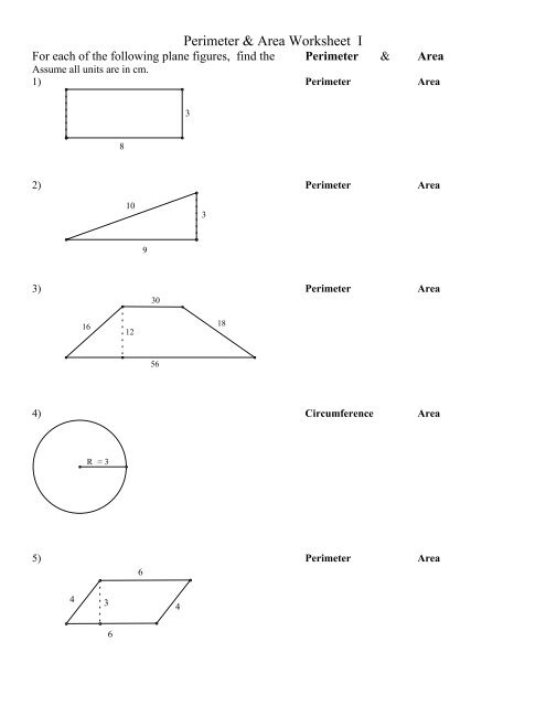 Perimeter & Area Worksheet I