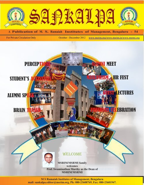 Sankalpa Oct-Dec 2012.CDR - MS Ramaiah Institute of Management
