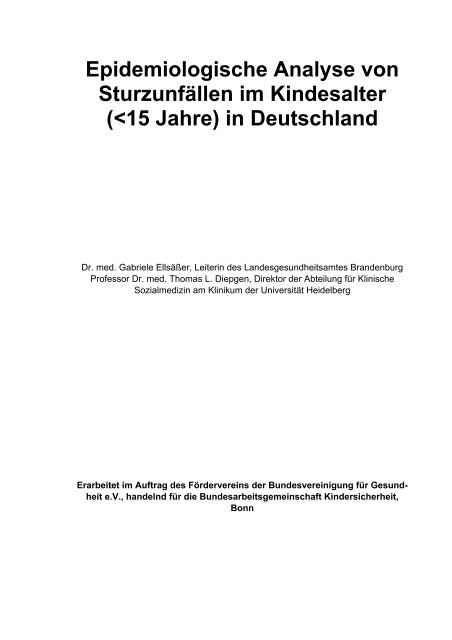 Epidemiologische Analyse von Sturzunfällen im Kindesalter (<15 ...