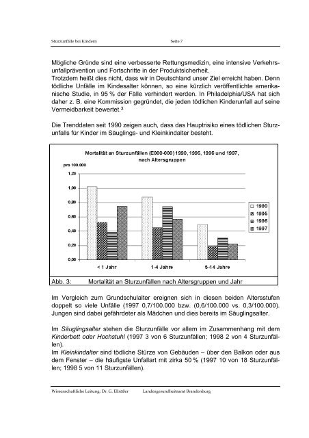 Epidemiologische Analyse von Sturzunfällen im Kindesalter (<15 ...