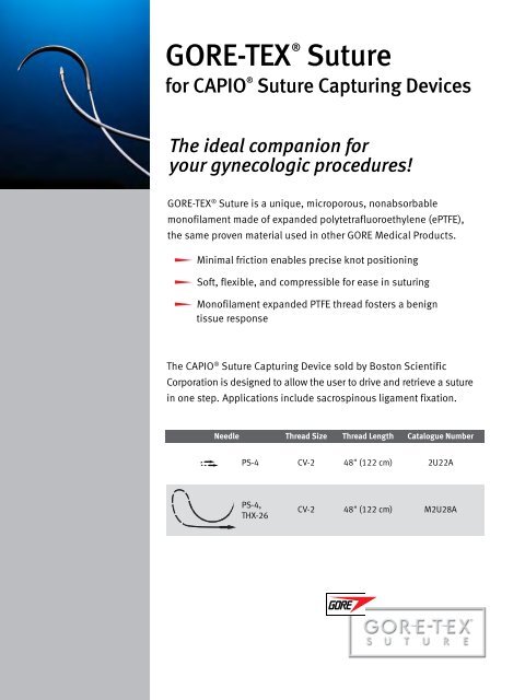 Suture with CAPIOÂ® Suture Capturing Devices - Gore Medical