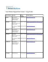 Aetna Medicare Regional Sales Contacts – Group Product