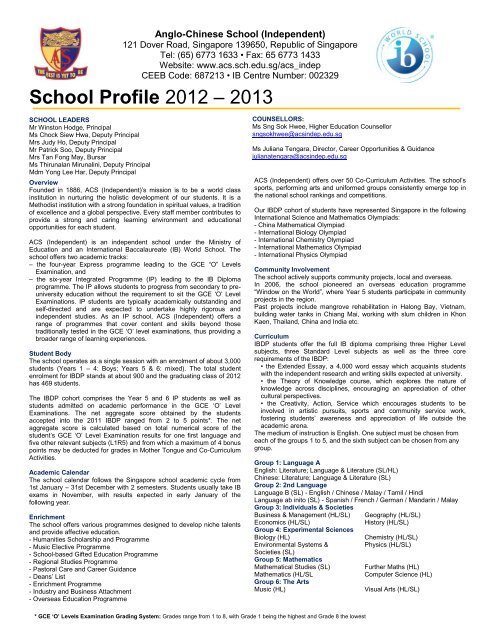 School Profile Anglo Chinese School Ministry Of Education