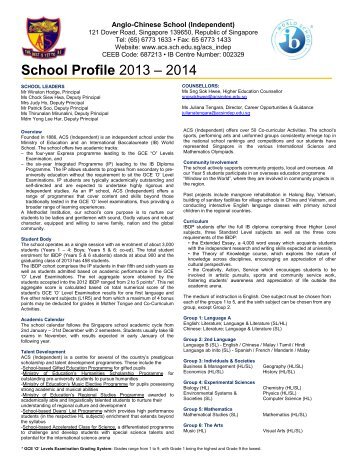 School Profile 2013 â 2014 - Anglo-Chinese School - Ministry of ...