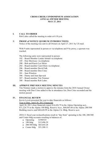 CC 2011 annual meeting minutes