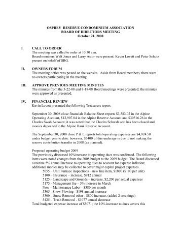 OR 10-21-08 Board meeting minutes - HOA Management