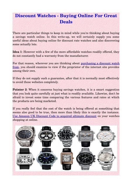 Discount Watches ­ Buying Online For Great Deals