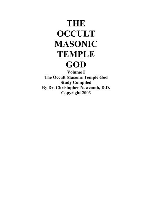 The Occult Masonic Temple God - Intro to Crow Healing Network