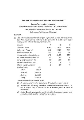 PAPER â 4 : COST ACCOUNTING AND FINANCIAL ... - Master Minds